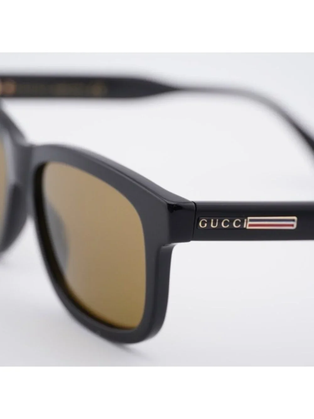 Gucci GG0824S 006 Men Sunglasses Black Rectangle Frame, Brown Lenses